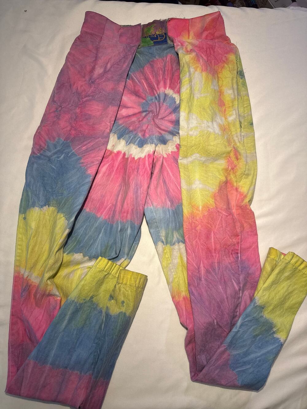 Rare HTF Vintage Dale Surf Tie Dye Pants Harem Velcro Parachute 80s/90s Festival